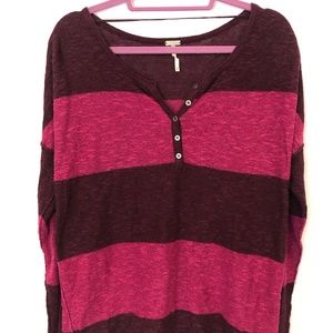 Free People Long Sleeve Stripe Henley